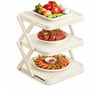 Foldable Kitchen Counter Rack Space-Saving Shelf | Heat-resistant Material, 10cm Tier Gap, 6.5cm Folded Thickness, Fits Drawers(White,20x25x28cm)