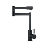 Foldable Kitchen Faucet 304 Stainless Steel Arm Swivel Extends Kitchen Sink Faucet Hot and Cold Mixed Universal Folding Tap(Black)