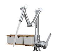 Foldable Kitchen Faucet Brass Brushed Nickel Kitchen Faucet with Foldable Design and 2 Functions for Cold and Hot Water Sink Mixer(1 Function Nickel,G3/8in)