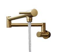 Foldable Kitchen Faucet Brass Pot Filler Tap Wall Mount Foldable Kitchen Faucet Single Cold Hole Sink Rotate Folding Spout Chrome Gold Black(Gold Type A)