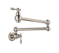 Foldable Kitchen Faucet Brushed Black Gold Wall Mounted Kitchen Faucet Foldable Single Cold Water Brass Pot Filler Tap with Rotating Spout(Brushd Nickle)