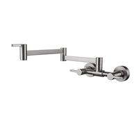 Foldable Kitchen Faucet Brushed Nickel 360° Rotatable Mixer Wall-Mounted Hot & Cold Water Tap Space-Saving Design for Modern Kitchens