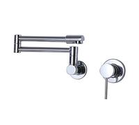 Foldable Kitchen Faucet Dual Function Hot & Cold WallMounted Mixer Double Hole Swing Tap with Single Handle Chrome Finish SpaceSaving Design for Modern Kitchens