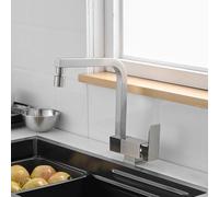 Foldable Kitchen Faucet for Window, Swivel Brass Sink Mixer Tap, Heat & Cold Water, Space-Saving Design, Brushed h, Perfect for Small Kitchens, Modern & Functal