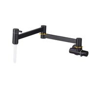 Foldable Kitchen Faucet Pot Filler Tap Brass Wall Mounted Kitchen Sink Faucet 360 Rotate Folding Spout Spigot Single Cold Taps(Black 2)