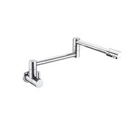 Foldable Kitchen Faucet Pot Filler Tap Wall Mounted Foldable Kitchen Faucet Single Cold Hole Sink Rotate Folding Spout(Type A Chrome)