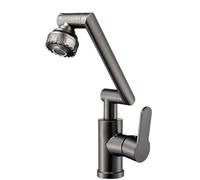 Foldable Kitchen Faucet Universal Dual-Mode Rotating Faucet Mechanical Arm Wash Basin Kitchen Bathroom Hot and Cold Household Up(Grey)