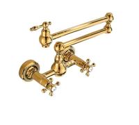 Foldable Kitchen Sink Faucet - Swing Arm Double Joint Spout, 2 Handle Wall-Mounted Design, Multicolor Opts for Space-Saving & Versatile Use