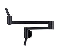 Foldable Kitchen Sink Tap， 1-Hole Wall Mount Foldable Kitchen Faucet 2-Handle Extendable 24.4 inches Brass Multicolor(Black)
