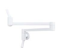 Foldable Kitchen Sink Tap， 1-Hole Wall Mount Foldable Kitchen Faucet 2-Handle Extendable 24.4 inches Brass Multicolor(White)