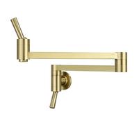 Foldable Kitchen Sink Tap， 1-Hole Wall Mount Foldable Kitchen Faucet 2-Handle Extendable 24.4 inches Brass Multicolor(Brushed Gold)