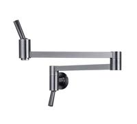 Foldable Kitchen Sink Tap， 1-Hole Wall Mount Foldable Kitchen Faucet 2-Handle Extendable 24.4 inches Brass Multicolor(Gray)