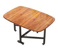 Foldable Kitchen Table, Drop Leaf Dining Table with 6 Wheels, Space Saving, Wood Extendable Design, Round Edge, Moveable for Living Room and Dining Area