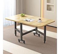 Foldable Kitchen Table - Mobile Lift Table with 6 Lockable Wheels Expandable Space-Saving Design in Walnut Finish Perfect for Small Spaces - 120x80x75 cm