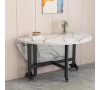 Foldable Kitchen Table with 6 Wheels Versatile Round Dining Table for Small Spaces Extendable for Dining & Office Use Space-Saving Design for 4-8 People