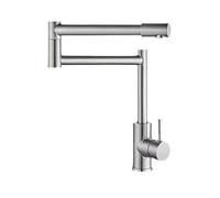 Foldable Kitchen Tap 304 Stainless Steel Arm Swivel Extends Kitchen Sink Faucet Hot and Cold Mixed Universal Folding Tap(Sliver)