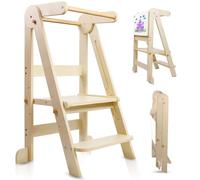 Foldable Kitchen Tower, Learning Tower with 3 Adjustable Height, Kitchen Step Stool for Kids with Magnetic Whiteboards 1-6 Years Children Stool