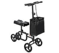 Foldable Knee Scooter, Heavy-Duty High Carbon Steel Knee Walker with Dual Locking Brakes, Shock Absorption & Comfortable KneeBad, Removable Storage Bag, Portable Medical Mobility Aid Black