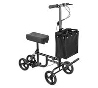 Foldable Knee Scooter Walker for Adults for Foot Surgery & Ankle Injuries | 300lbs Load Capacity, with Dual Handbrake,12.5" Wide Pu Seat,Height Adjustable Handle & Knee Pad Black