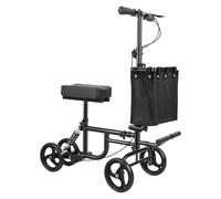 Foldable Knee Walker Scooter for Adults, 300lb Capacity, Foot Injury/Broken Ankle Crutch Alternative, with Detachable Basket & 7-Level Adjustment Black