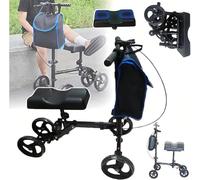 Foldable Knee Walker with Padded Seat for Ankle and Foot Injury Recovery, Mobility Scooter for Steady Support (Black A)