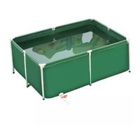Foldable Koi Fish Tank with Steel Frame & Drain Valve - PVC Canvas Backyard Pond for Fish & Turtles (Green, 2x1x0.6m) - Portable Aquatic Habitat