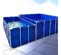 Foldable Koi Pond Water Storage Tank 1x1x0.7m with Drain Valve & Galvanized Pipes - Above-Ground Aquatic Habitat for Fish & Aquatic Animals, Durable Canvas Design
