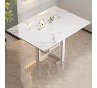 Foldable Kunstmarmor Kitchen Table, Rectangular Design with Anti-Fall Safety, Multi-functional Folding Dining Table for Small Spaces, 140x80cm (55x31inch)