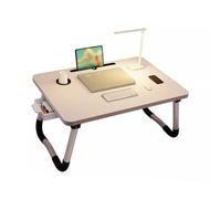 Foldable Laptop Bed Desk, Portable Tray with Cup Holder for Eating on Sofa, Ergonomic Multi-Functional Design for Reading & Watching Movies, White