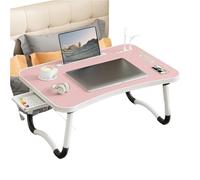Foldable Laptop Bed Tray Table with Light Mini Fan Cup Holder & Tablet Slot Portable Desk for Work Study and Leisure Activities