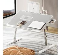 Foldable Laptop Desk Portable Bed Notebook Stand Height Adjustable Laptop Table with Cooling Fan Storage Drawer Book Holder & USB Port Ideal for Home & Office Use
