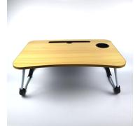 Foldable Laptop Table, Bed Table - Bed Desk Stand With Foldable Legs & Cup Slot Notebook Stand Computer Laptop Bed Table Laptops Tray For Sofa Bed (Oak Wood)