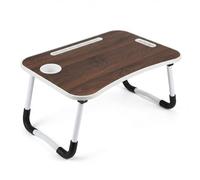 Foldable Laptop Table, Laptop Bed Tray Table for Bed, Sofa, Dinner Bed Portable Bed Tray with Sturdy Portable Cup Holder for Eating, Writing, Working, Brown