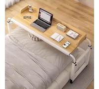 Foldable Laptop Table on Wheels Adjustable Height Bed Tray for Eating Wooden Folding Desk for Couch Versatile Wood Table (Color: Wood+)