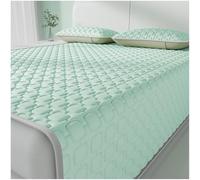 Foldable Latex Cooling Mattress 3 Piece Bedding Set with Pillowcase Machine Washable Wrinkle Free Summer Ice Silk Mattress Topper(Green 1,90 * 200cm+1 pillowcase)