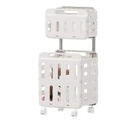 Foldable Laundry Basket - Laundry Trolley with Handle, Double Layer Laundry Hamper with Wheels for Socks Nappies Travel Bedroom Dorm