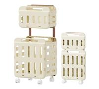 Foldable Laundry Basket On Wheels, 2-Tier Home Rolling Storage Basket For Clothes, Partitioned Clothing Laundry Hamper With Wheels For Washing Machine, Bathrooms And Dorms