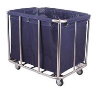 Foldable Laundry Basket on Wheels, Large Rolling Laundry Sorter Trolley with Stainless Steel Frame, Mobile Hamper Cart for Hotel, Industrial, Laundromat, School