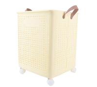 Foldable Laundry Basket, Plastic Washing Basket for Laundry Breathable Collapsible Laundry Basket Laundry Hamper Storage Bin with 4 Wheels for Dirty Clothes 19.7x14.6x14.2in