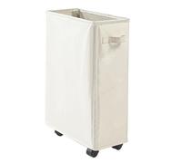 Foldable Laundry Baskets - Slim Rolling Cart, Compact Fabric Bin | Tall Corner Container, Lightweight Dirty Holder with Bathroom Storage Use, Daily Clothes Transport, Kids Room Toy Organization