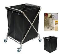 Foldable Laundry Cart, Large Collapsible Service Cart with Wheels, Rolling Basket with Steel Frame, Waterproof Oxford Cloth for Home and Hotel Use
