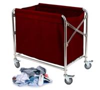 Foldable Laundry Cart with Wheels Stainless Steel Rolling Hamper for Home & Commercial Use Laundry Trolley for Easy Transport