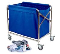 Foldable Laundry Cart with WheelsStainless Steel Rolling Hamper for Home & Commercial Use Portable Laundry Trolley for Easy Transport