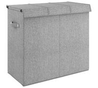 Foldable Laundry Hamper Grey Faux Linen Fabric Sorter Bin Multi Sizes vidaXL