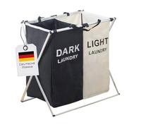 Foldable Laundry Hamper - Laundry Sorter Laundry Basket Laundry Box 3 Compartments Laundry Bag Classification Light/Dark/Coloured (68 x 38 x 60 cm) - Waterproof (1, Black/White)