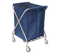 Foldable Laundry Trolley Cart Heavy-Duty Removable Service Cart, Laundry Basket with Lockable Casters, Housekeeping, Thick Stainless Steel - 4 Colors