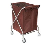 Foldable Laundry Trolley Cart Heavy-Duty Removable Service Cart, Laundry Basket with Lockable Casters, Housekeeping, Thick Stainless Steel - 4 Colors