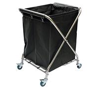 Foldable Laundry Trolley Cart Heavy-Duty Removable Service Cart, Laundry Basket with Lockable Casters, Housekeeping, Thick Stainless Steel - 4 Colors