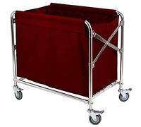 Foldable Laundry Trolley with Removable Bags & Basket, Rolling Sorter Cart for Hotel, Kitchen & Home - Easy Sto & li, Red
