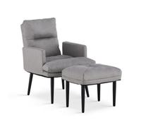 Foldable Lazy Lounge Chair With Footstool Accent Armchair Sofa